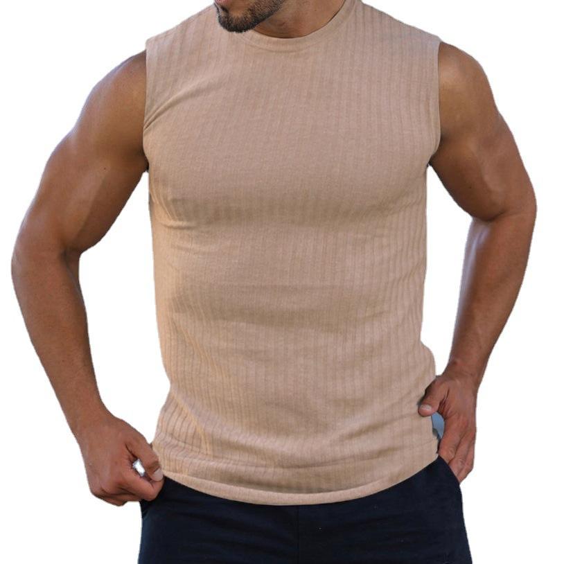 Summer Knitted Vertical Stripe Fitness Fit Tank Top For Men'S Running Vertical Stripe Tank Top