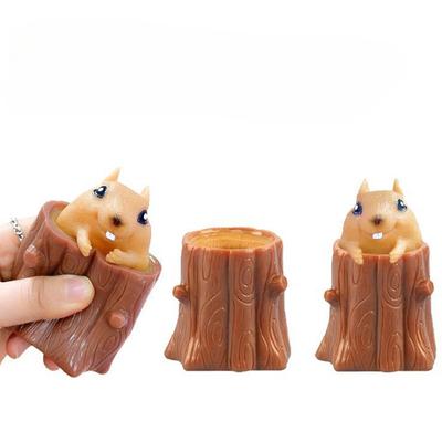 New Exotic Magic Squirrel Cup Decompression Cute Pet Squeezing Toy Squeeze Surprise Stump Animal Vent Squirrel Cup