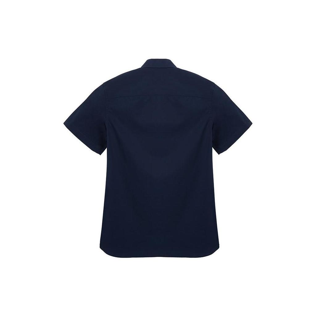 Burberry FW22 Men's Logo Embroidered Button-Up Short-Sleeve Shirt Navy 80618621