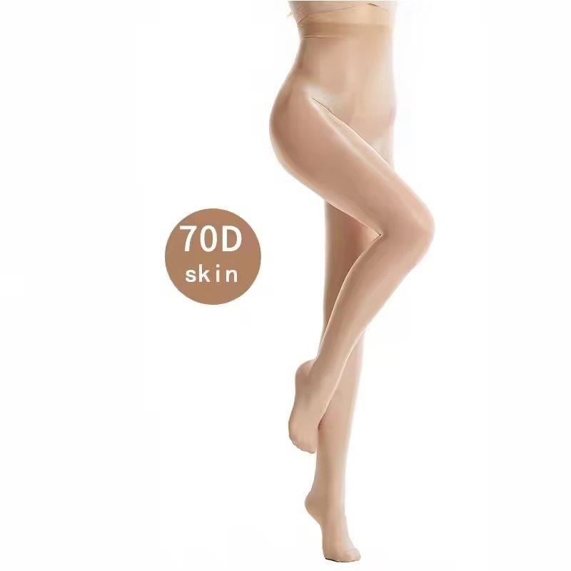 70D Women Slim Shaping Tights Shiny Oil Glossy Pole Yoga Dance Aerobics Reflective Stockings Sexy Pantyhose M