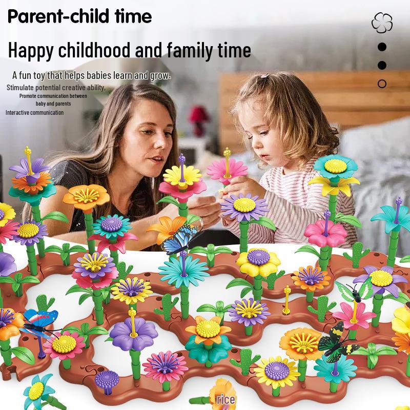 Children's Interlocking Flower Garden Building Blocks - DIY Assembly Toy Set
