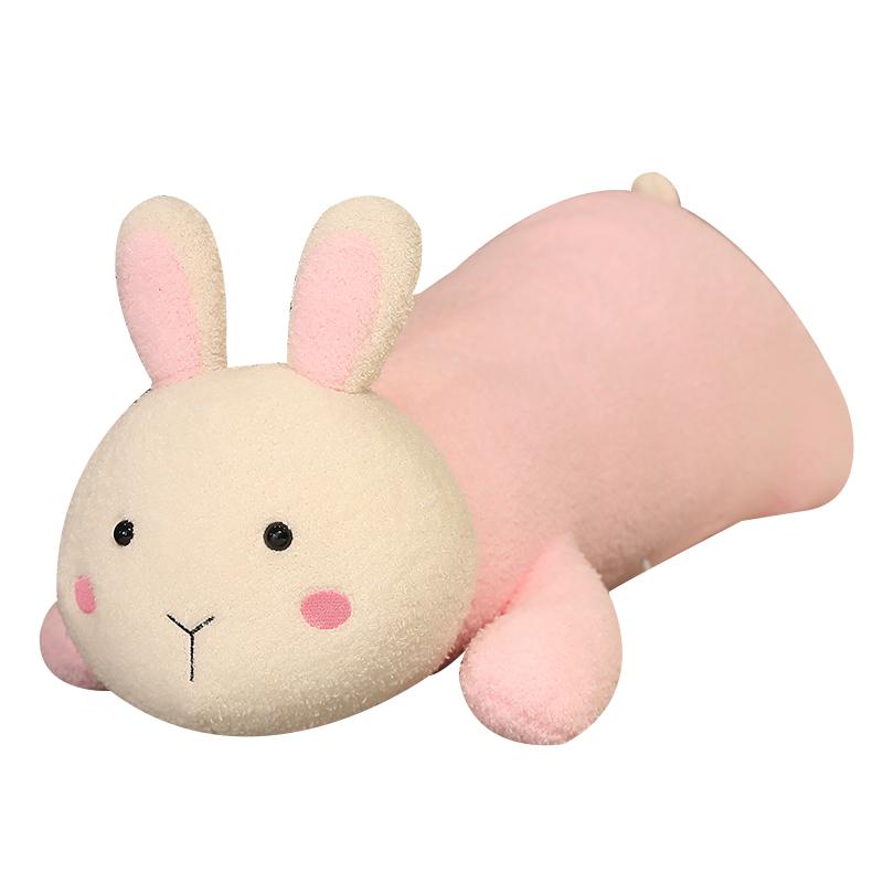 Kawaii Stuffed Doll Lying Plush Piggy Rabbit Toy Animal Soft Plushie Pillow for Kids Squishy Bear Baby Comforting Birthday Gift