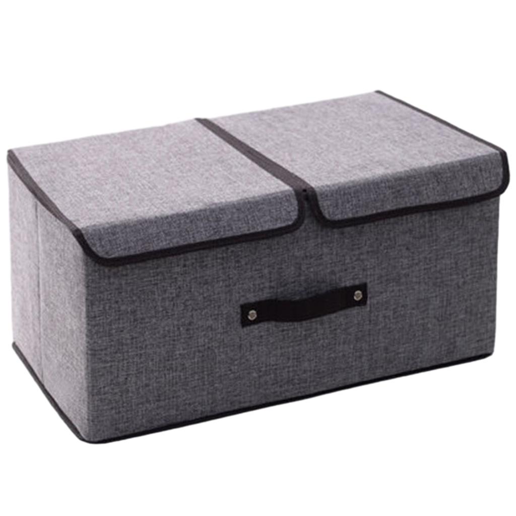 Foldable Cotton Linen Storage Box Convenient Double Lid Underwear Organizer Clothing Container for Home Organization
