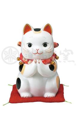 Yakushigama Ayae Fukufuku Onegai Cat Zlepšit štěstí Feng Shui Ornament Interiér Kočka Kočka Bílá výška (Velký) [7290] Velikost 15,5 (cm)