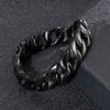 Kalen Black Cuban Link Men's Bracelet Gothic Style 15mm Thick Chain Stainless Steel Party Jewelry Simple Brushed Polished Gift