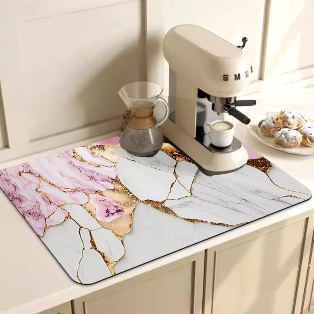 Quick Dry Kitchen Drain Mat Gilded Marble Absorbent Floor Mat New Tableware Countertop Mat