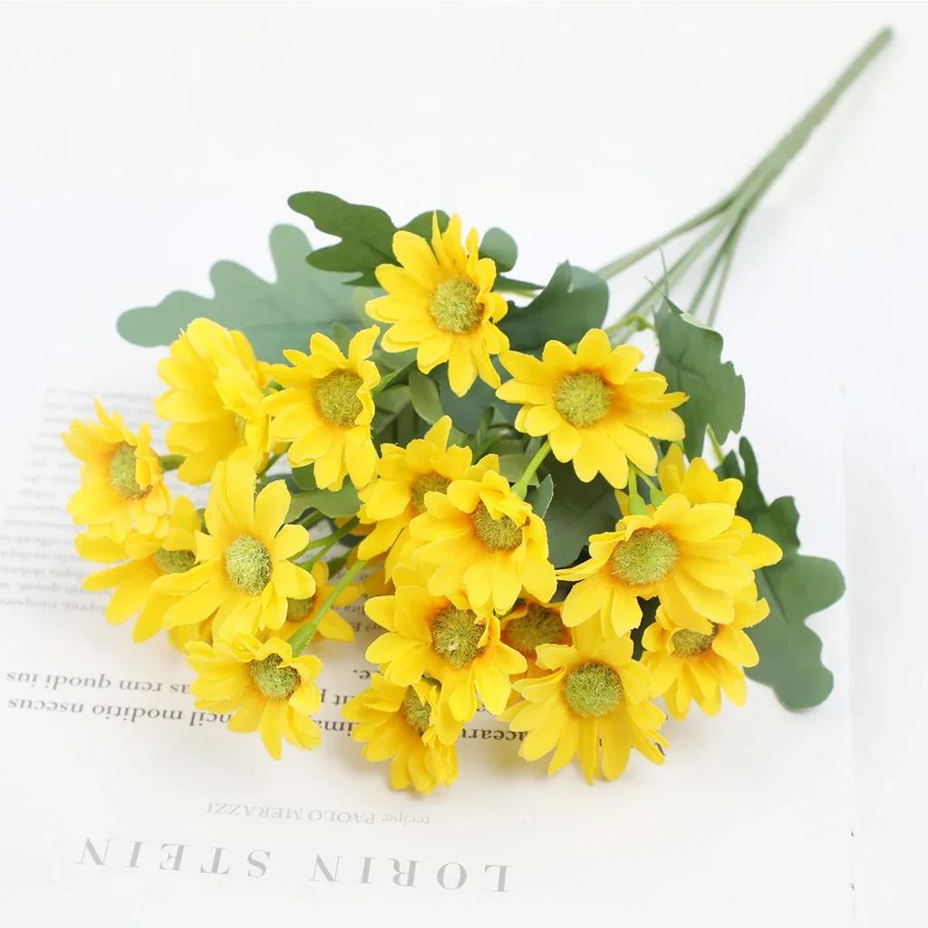 21 Heads Autumn Silk Daisy Bouquet Christmas Decorations Vase for Home Wedding Decorative Household Products Artificial Flowers