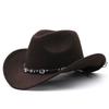 Neuer Western-Cowboyhut, schwarzer Woll-Jazz-Zylinderhut, ethnischer Herbst- und Winterfilzhut für Damen und Herren, Hut mit großem Schirm