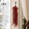 Wedding Background Floral Decor Artificial Red Berry Swag Branch, Christmas Rustic Style Wall Holiday Door Decoration Hangings, Seasonal Waterfall