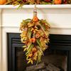 Halloween Wreath for Entry Door, Fall Seasonal Wreath with Display Loop for Entryway Wall or Porch, Elongated Wreath, Approx 27.6 Inch