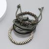 Ensemble de Bracelets en Cuir Tissé Multicouche Fait Main - Style Européen & Américain pour Hommes