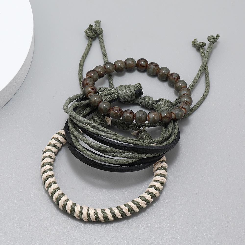 Handgefertigtes mehrlagiges geflochtenes Lederarmband-Set - Europäischer & Amerikanischer Stil für Männer