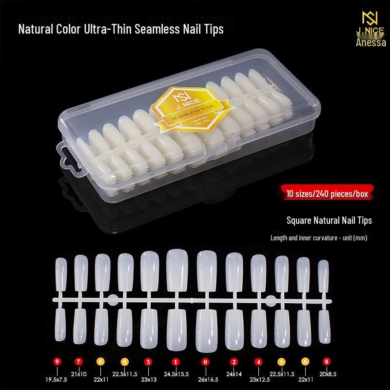 Dual-Use Seamless Transparent Frosted Nail Tips - Extendable Flat/Arc Design