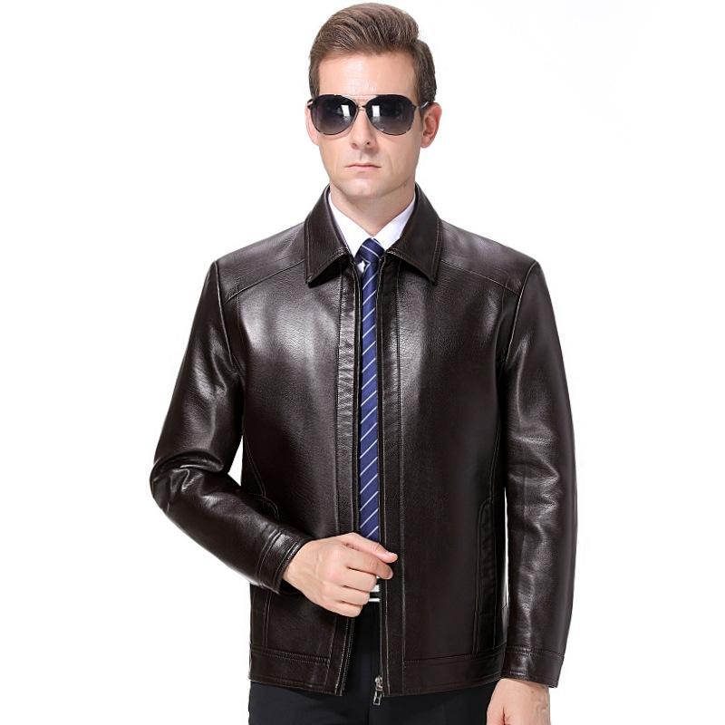 Genuine Leather Jacket Men s Spring and Autumn Lapel Middle-aged Men s Casual Sheepskin Jacket 170