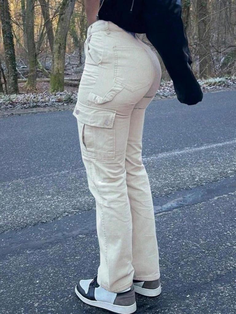 European and American Retro Women's Casual Multi-Pocket Straight Leg Trousers - Spring/Summer Collection 8069