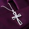925 Sterling Silber 18 Zoll Kette Kreuz AAAAA Zirkon Anhänger Halskette für Frau Mode Hochzeit Party Charme Schmuck
