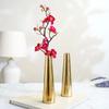 Golden Metal Slim Cone Flower Vase for Home Decor Bedroom Living Room Office Wedding Table Decorative Item for Festivals Birthday