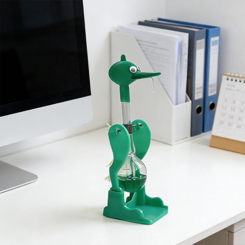 Ornement d'oiseau à mouvement perpétuel, canard en verre liquide permanent sans arrêt, jouet pour décoration de bureau à domicile