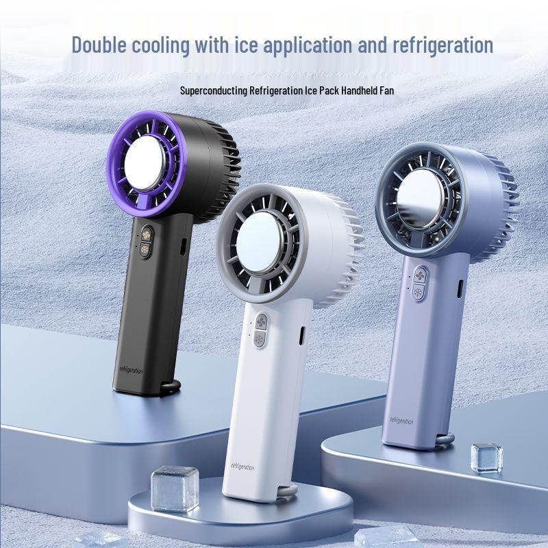 Top-Selling Portable Rechargeable Ice Pack Handheld Fan with Display Screen for Outdoor Summer Travel Cooling