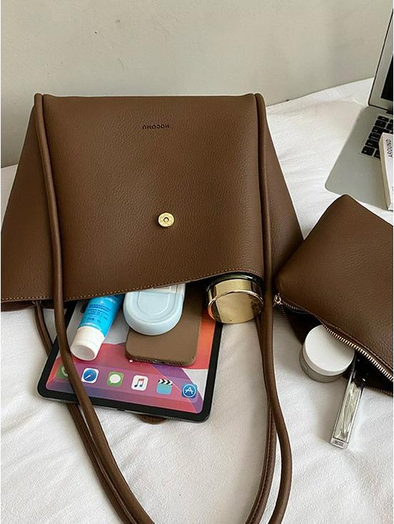 Women's Large Capacity Retro Commuter Tote Bag, Winter 2025, Soft Leather, High-end Shoulder Bag