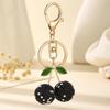 Shiny Creative Rhinestone Cherry Keychain Luxury Exquisite Keyring Cute Bag Pendant Charm for Holiday Souvenir