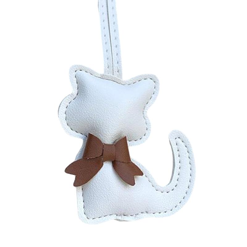 Modischer PU-Schleifen-Schlüsselanhänger mit Katzen-Detail für Handtasche, Schlüssel, Rucksack, Stilvoller Taschen-Hänge-Dekor-Anhänger
