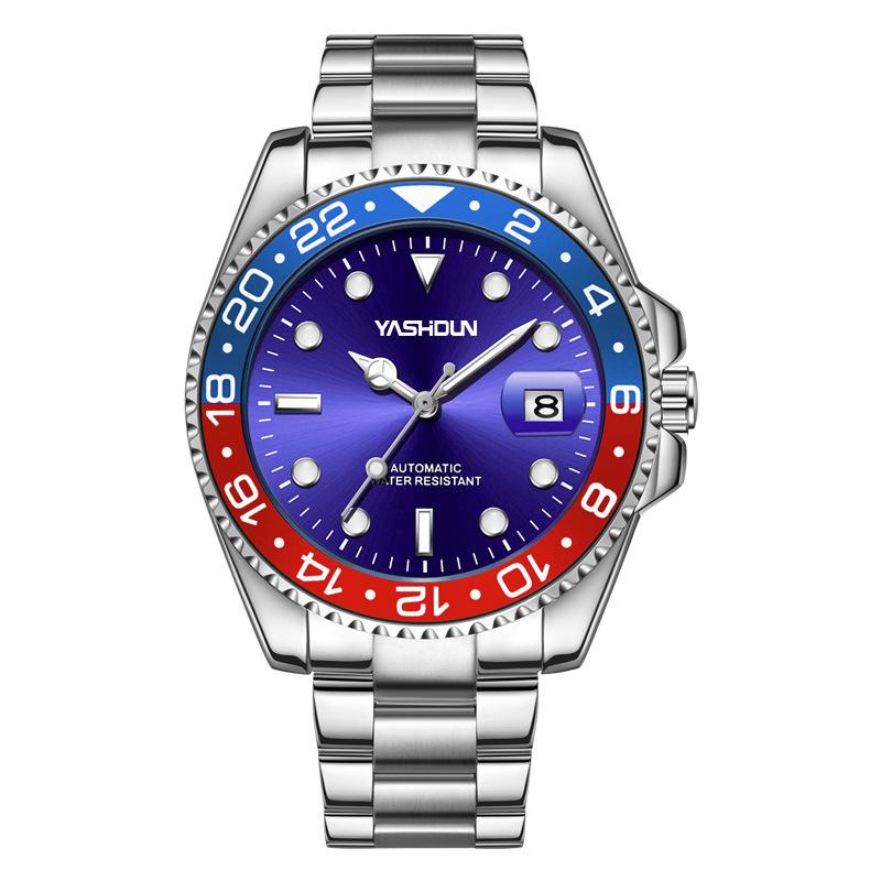 

Мужские полностью автоматические механические часы, водонепроницаемые, светящиеся, мужские часы, модные, календарь, стальной ремешок