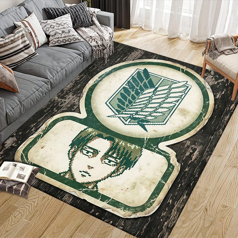 Levi Ackerman Home Sofa Decoration for Living Room & Bedroom, Non‑Slip Play Flannel Floor Mat for Game Room