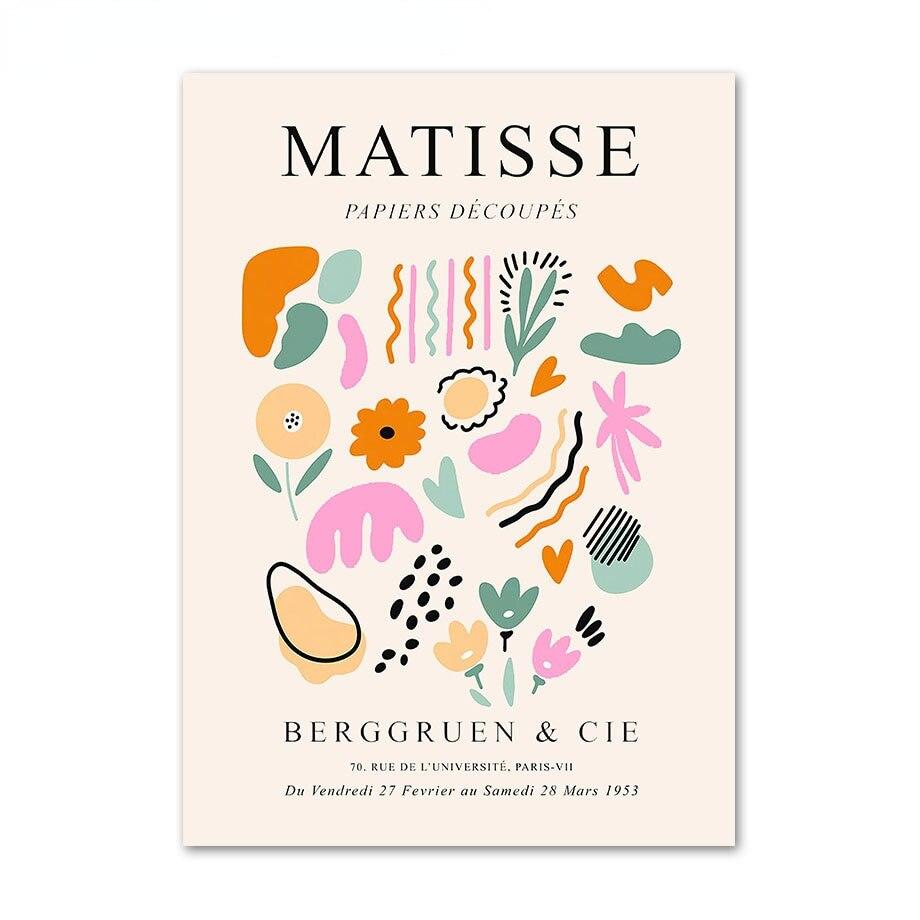 Abstract Matisse Coral Flower Dance Girl Line Wall Art Canvas Poster and Printmaking Living Room Decoration Wall Painting