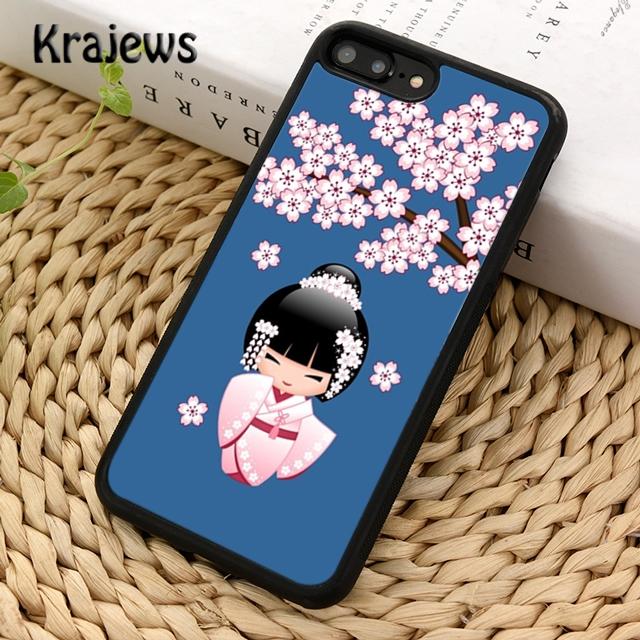 Krajews Cute Japanese Kokeshi Doll Phone Case Cover For iPhone 17 Air 16 15 14 plus 11 12 13 pro max coque Shell Fundas