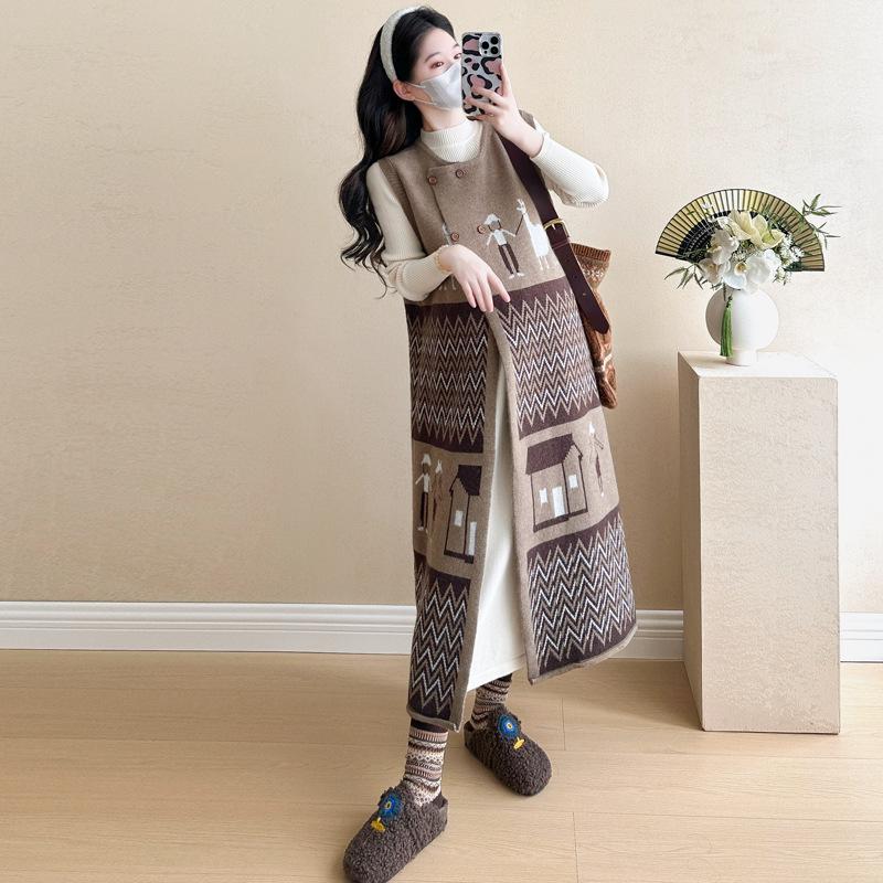 Autumn/Winter 2025 Korean Maternity Knit Dress Set