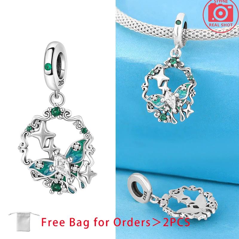Animal Collection Colorful Zircon Butterfly Heart Charm Bead Charms Copper Bead Charms Pendant Compatible With Authentic Bracelets Jewellery Women Fin