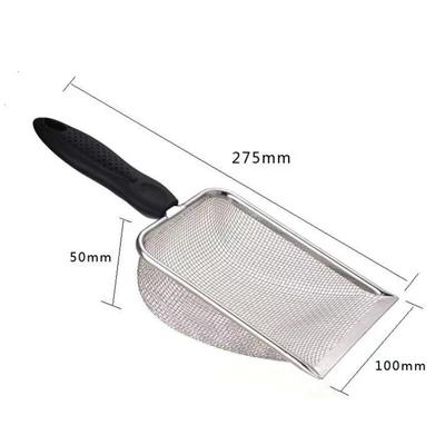 Pelle à sable pour chat à pores fins 2 x 2 mm, fournitures pour animaux de compagnie, pelle en acier inoxydable, applicable à la litière pour petits chats, pelle filtrante propre pour excréments d'animaux