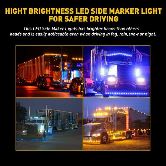 20pcs 34" Round Amber Blue LED Signal Trailer Clearance Side Marker Lights EOA