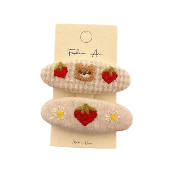 1 Pair Hairpins Rounded Edges Metal Stable Grip Hand-Embroidered Flower Pattern Wide BB Clip Side Bang Hair Accessories