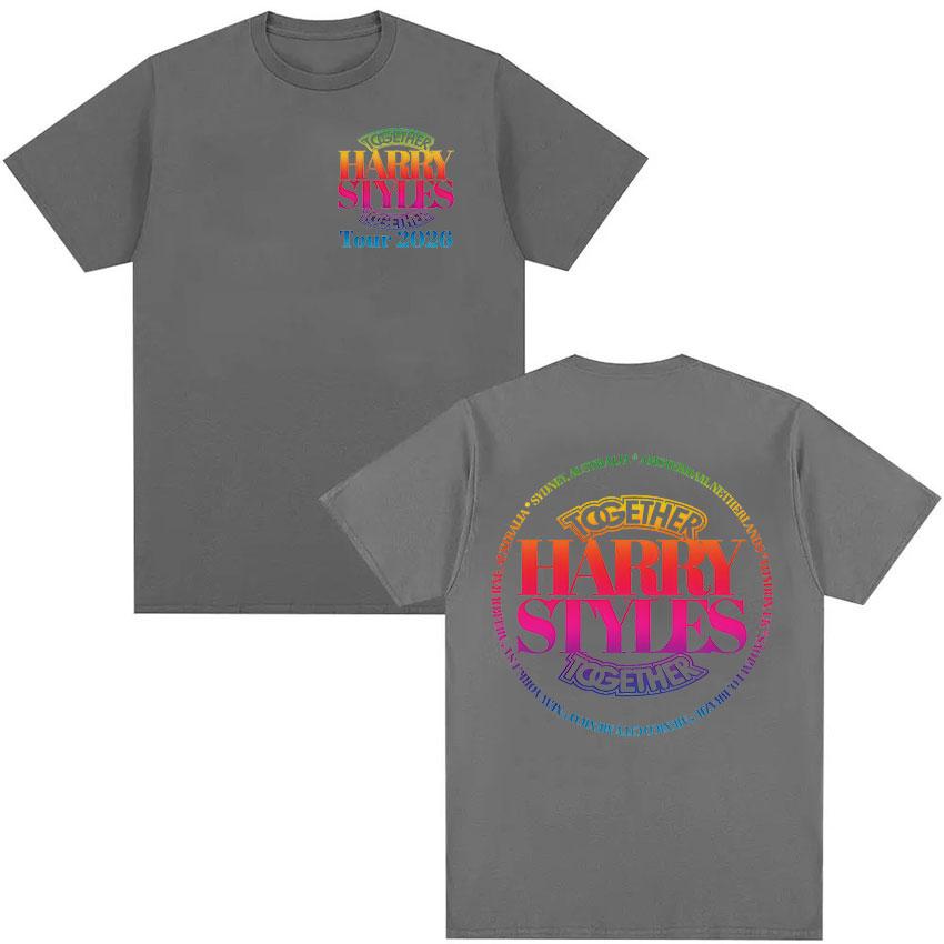 Harry Styles Together Tour 2026 Summer Luxury Fashion Mens Round Neck Cotton Tshirt Harajuku Retro Clothing Oversized Tshirt