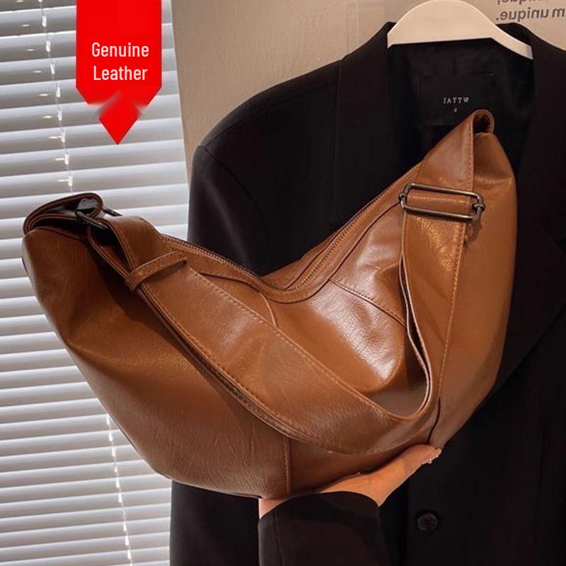 

Женская сумка кроссбоди большой вместимости - Новинка 2025 года, дизайн пельмень из мягкой кожи Ivory