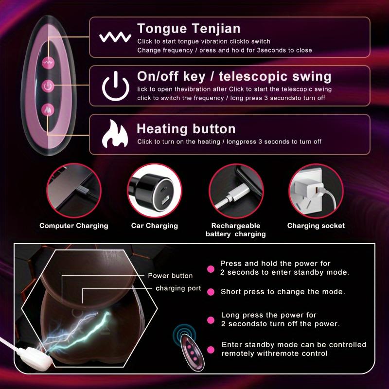 9,8" Realistischer Kaffeebrauner Dildo Vibrator mit Heiz- & Rotationsfunktion - Silikon, G-Punkt- & Klitorisstimulation, Lustverstärker für Erwachsene Paare