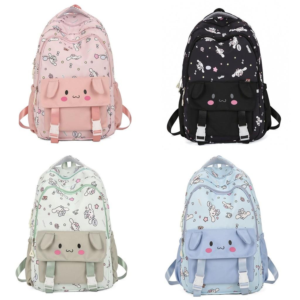Trendy Pink Nylon Cinnamon Dog Backpack For Middle School And College Students Stylish Large Capacity Fashionable Travel Bag