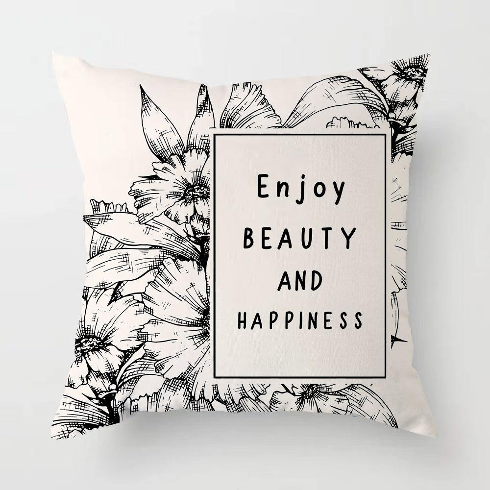 American Retro Light Luxury Pillow Black and White Sofa Living Room Pillow Cushion Dormitory Bedroom Bedside Pillow Removable and Washable