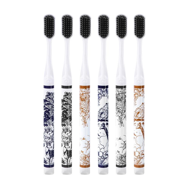 Soft bristled toothbrush with high aesthetic print, suitable for deep oral cleaning for families, schools, and traveling couples
