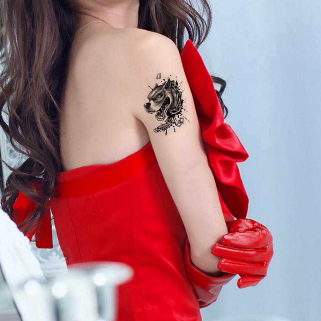 Animal Dog Bear Arm Shoulder Waterproof Temporary Fake Tattoo Sticker Gift