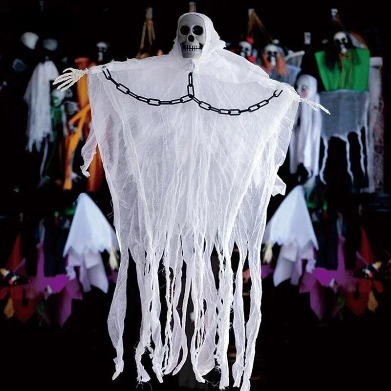 Halloween Hanging Ghost Skull Skeleton Gauze Scary Props Haunted House Outdoor Yard Garden Horror Decoration Lofytain