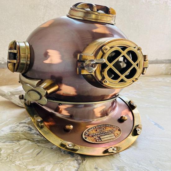 Nautical navy brown finish deep sea divers Boston helmet Nautical marine décor scuba diving helmet Divers Helmet