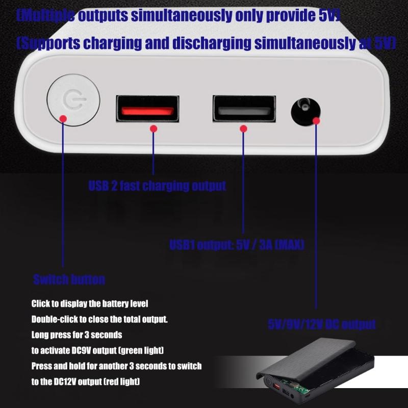 Removable Battery Case Battery Holder Rechargeable Batteries Storage Box Detachable Mobile Power Module ABS Texture