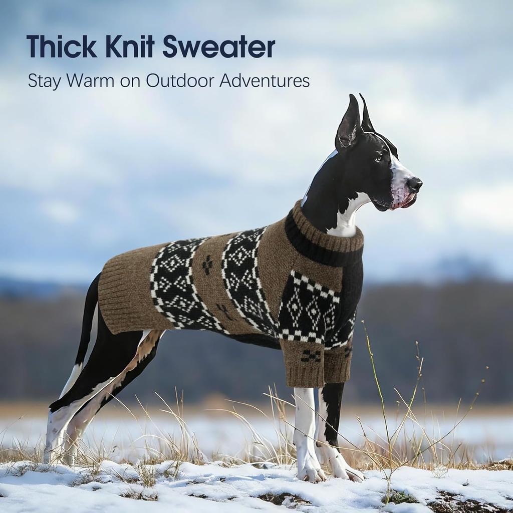 IECOii Male Dog Sweater,Thick Knitted Dog Sweaters for Small Medium Dogs Boy,Mid Neck Knitwear Extra Warm Pullover for Cold Weather,Cozy & Stretchy