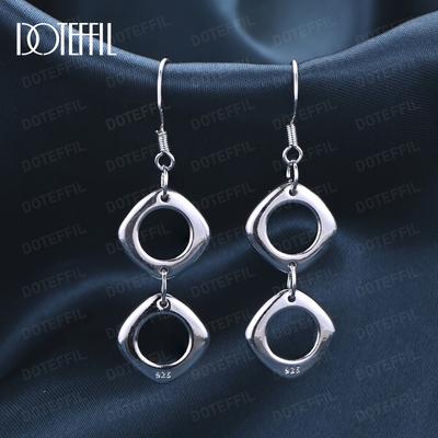 925 Sterling Silver Double-sided Earrings Fashion Wedding Jewelry