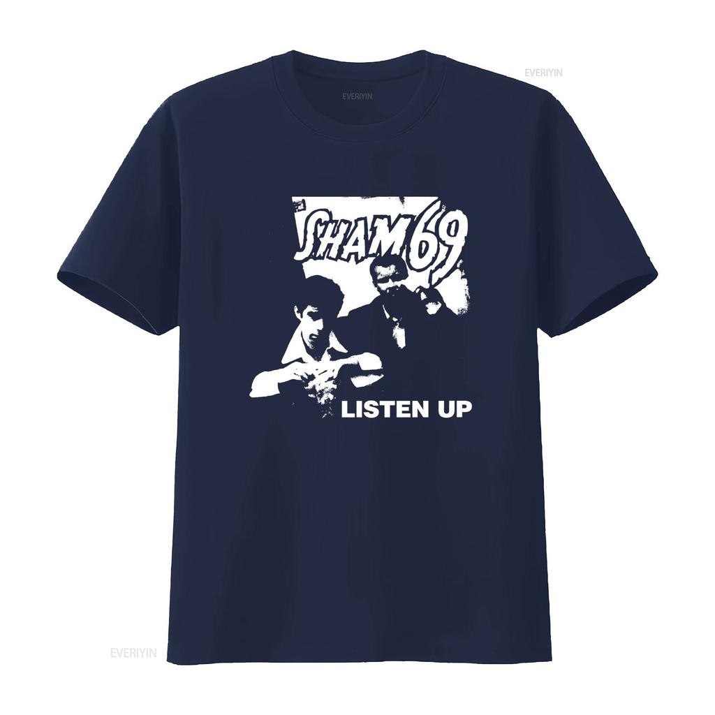 SHAM 69 Banda Británica de Punk Rock Camiseta Listen Up Música Regular vintage Lavada Casual Ligeramente Elegante streetwear Suave