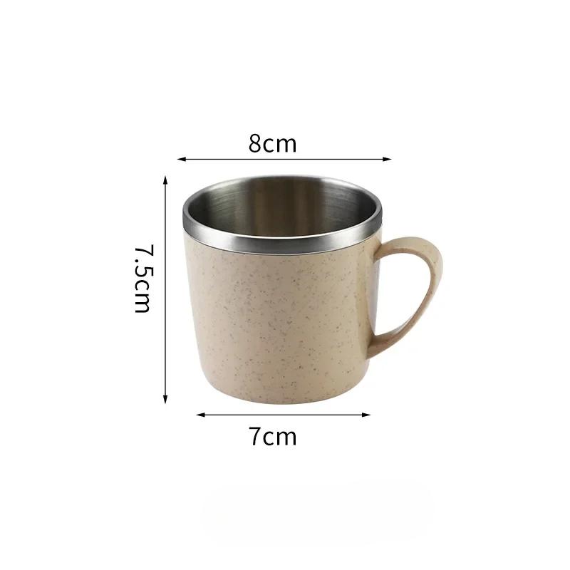 304 Stainless Steel Water Cups Coffee Milk Mugs Double Layer Water Cups Children Cups with Handle Tea Drinks Mugs Drinkware