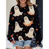 Womens Casual Hoodie With 3D Halloween Print Round Neck Lightweight Breathable Fabric